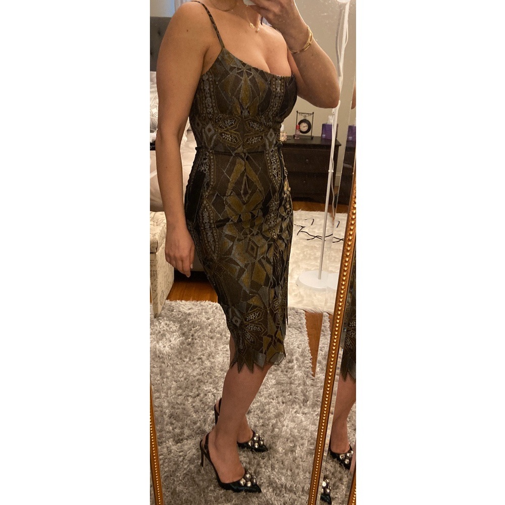 NWT BCBG elegant goldish brown sheath dress